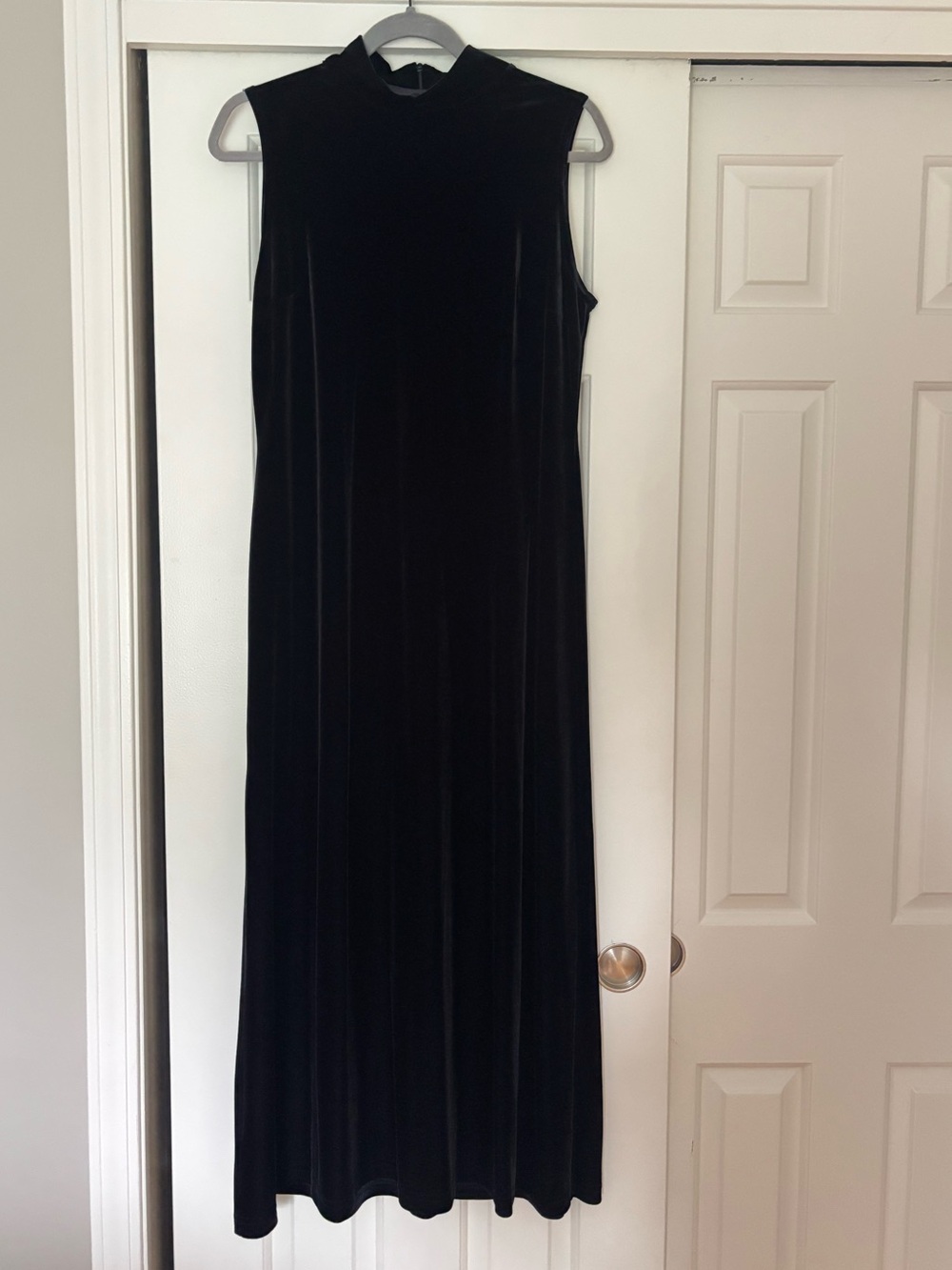 Vintage Ronni Nicole Black Velvet Maxi Dress Size 10 Sleeveless 90s Formal